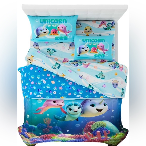 DreamWorks Not Quite Narwhal🦄Kids👦🏻👧🏻Bedding🛏️Comforter & Sheet 5 Pc Full Sz - Picture 1 of 8